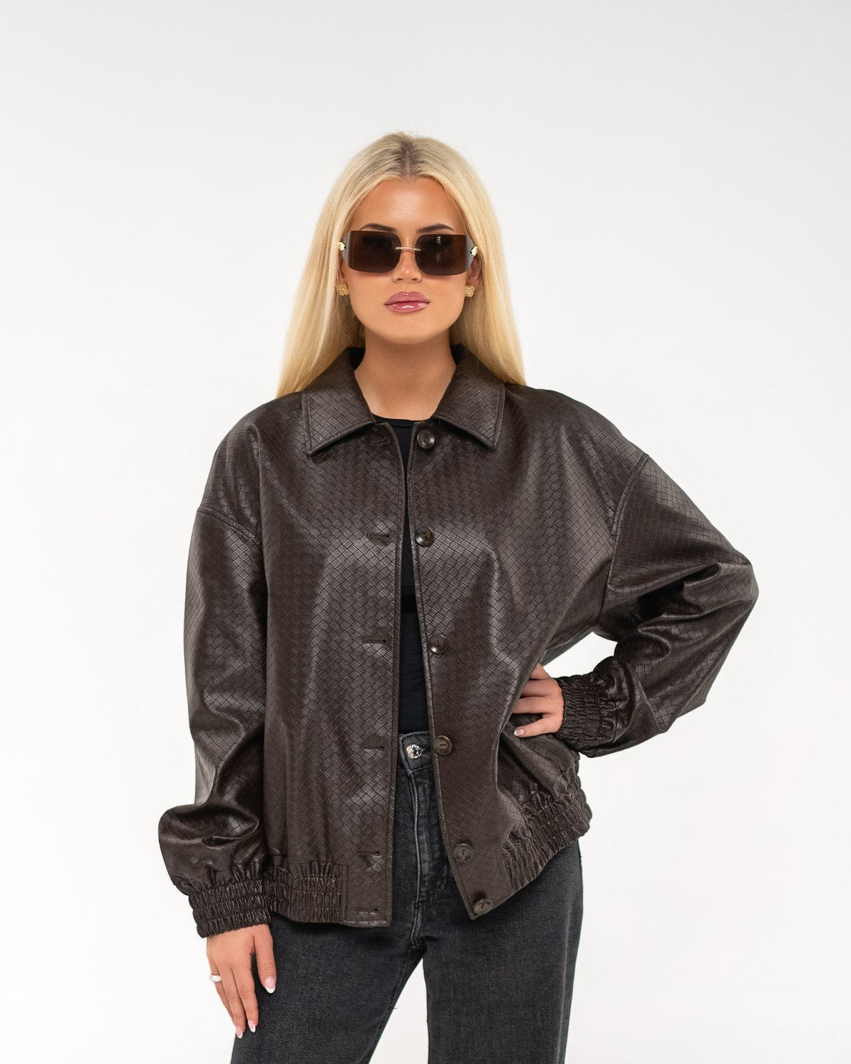 THE WOVEN 'CALF' FAUX LEATHER JACKET (WOMENS)