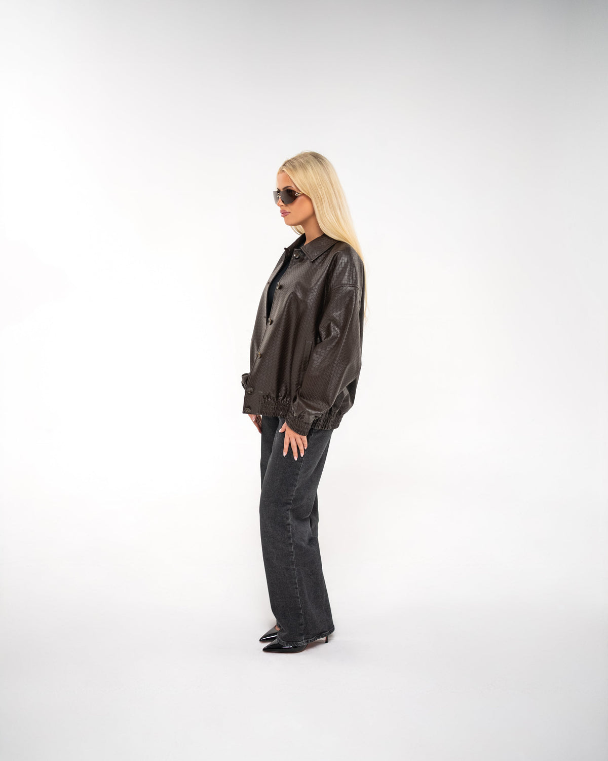 THE WOVEN 'CALF' FAUX LEATHER JACKET (WOMENS)
