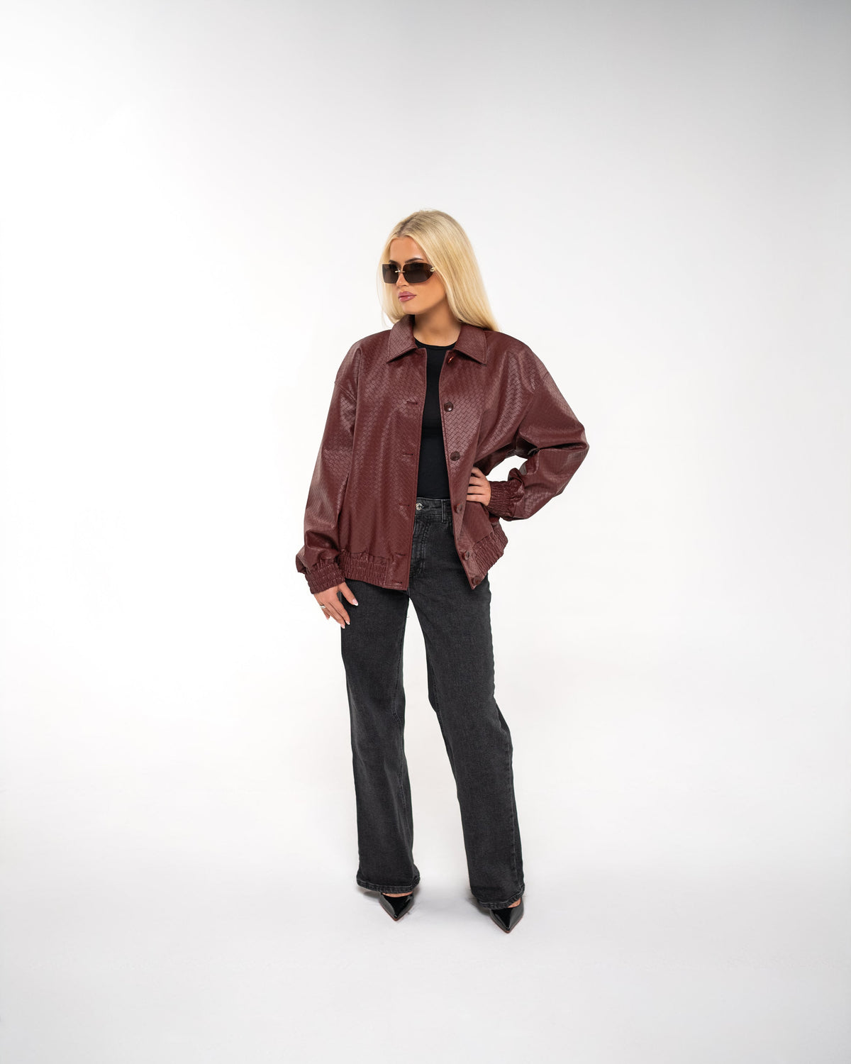 THE WOVEN 'CALF' FAUX LEATHER JACKET (WOMENS)